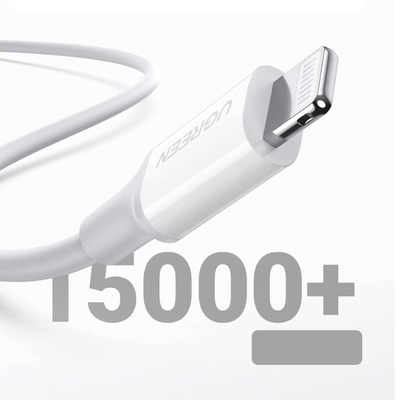 Cable USB-C a Lightning | 1 Metro | Certificado MFi | Carga Rápida 60W | 480 Mbps | PD | Conector C94 | Adecuado para iPhone, iPad y iPod | Protección Integrada | Caja de ABS | Cubierta de TPE | Color Blanco | 2 años de Garantí