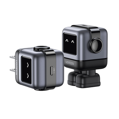 Cargador Mini GaNRobot 30W serie Nexode | 1 USB-C de Carga Rápida | Tecnología GaN II | Multiprotocolo PD/QC/SCP/FCA | Carga Inteligente | Pantalla LED | Zapato Magnético Extraíble | Thermal Guard | Color Negro.