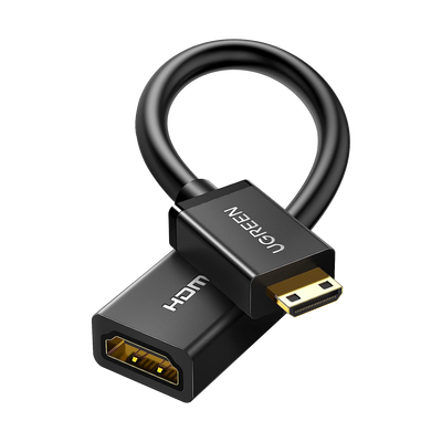 Adaptador Mini HDMI a HDMI (HDMI Tipo C)   / 18Gbps / 4K@60Hz / HDR /  Tecnología 3D / ARC / Carcasa PC+ABS / HDCP/ Longitud de 22 cm