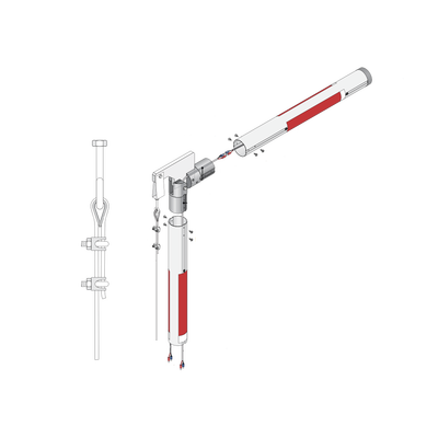 Kit de mástil iluminado de aluminio con Articulación para barreras DKS 1601