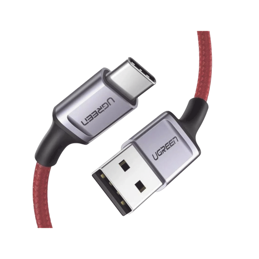 Cable USB-A a USB-C | 1 Metro | Carga Rápida QC 4.0/3.0/2.0 | FPC | AFC | Protección Integrada |  480 Mbps | Caja de Aluminio | Nylon Trenzado | Color Rojo | Ampliamente Sugerido para Carga Rápida HUAWEI.