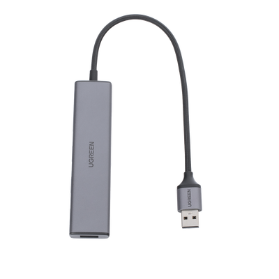 HUB USB-A 3.0 Multipuertos / 4 Puertos USB-A 3.0 (5Gbps) / Cable 20 cm / Ideal para Transferencia de Datos / Entrada Tipo C para alimentar equipos de mayor consumo como discos duros / 4 en 1 / Carcasa de Aluminio.