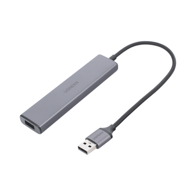 HUB USB-A 3.0 Multipuertos / 4 Puertos USB-A 3.0 (5Gbps) / Cable 20 cm / Ideal para Transferencia de Datos / Entrada Tipo C para alimentar equipos de mayor consumo como discos duros / 4 en 1 / Carcasa de Aluminio.