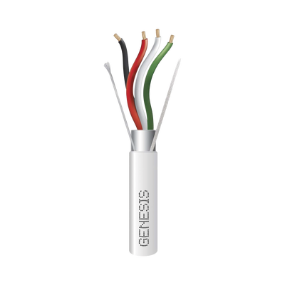 Bobina de 305 M de Cable 4 x 22 AWG BLINDADO / RISER / Color Blanco / Para Aplicaciones de Audio, Seguridad y Control