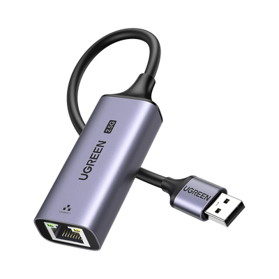 Adaptador USB-A 3.0 a Ethernet 2.5G | Chip de Última Generación RTL8156BG | Indicadores Led | Caja de Aluminio | Diseño Reforzado | Compacto y Portátil | Compatible con Laptop /PC/NAS/Enrutador/Switch de Ethernet, etc.