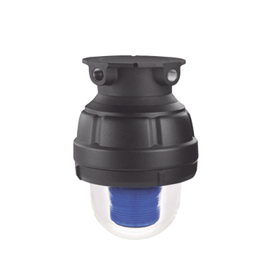 Luz de advertencia LED a prueba de explosión adecuado para su uso en Clase I, Div. I, Grupos C y D; Clase I, Div. 2, Grupos A, B, C y D; Clase II, Div. 1, Grupos E, F y G; Clase III, color Azul, 24 VCD