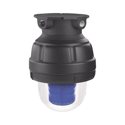 Luz LED, a prueba de explosiones, UL y cUL para Clase I, División 1, Grupo C y D; Clase I, División 2, Grupos A y B; Clase II, División 1, Grupos E, F y G; Clase III, 120-240 VCA, Azul