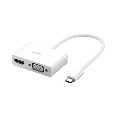 Adaptador USB C a HDMI VGA | Compatible con Thunderbolt 3 | USB 3.1 Tipo C | HDMI 4K*2K @30Hz | VGA 1920*1080@60hz | Salidas Simultaneas en Modo Espejo | Caja de ABS | No requiere Controlador | Chip IC inteligente incorporado.