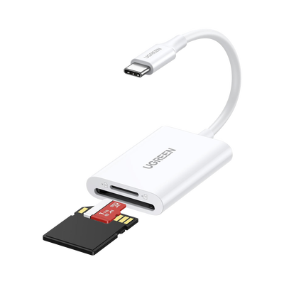 Lector de Tarjetas USB-C 3.1 | Soporta Micro-SD (TF) /SD | 5Gbps | 170 MB/s | OTG | Soporta hasta 2TB | Admite intercambio en Caliente | 2 tarjetas simultaneas | Soporta Windows/Mac OS/Linux | Color Blanco