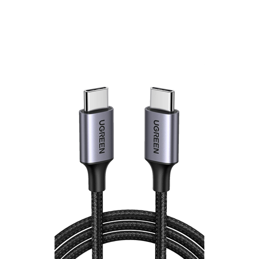 Cable USB-C a USB-C | 2 Metros | Transferencia de datos de 480 Mbps | Carga Rápida de hasta 60W | QC 4.0/3.0/2.0 | PD3.0 | FPC | AFC | Protección Integrada | Caja de Aluminio | Nylon Trenzado | Color Negro | 2 años de Garantía.