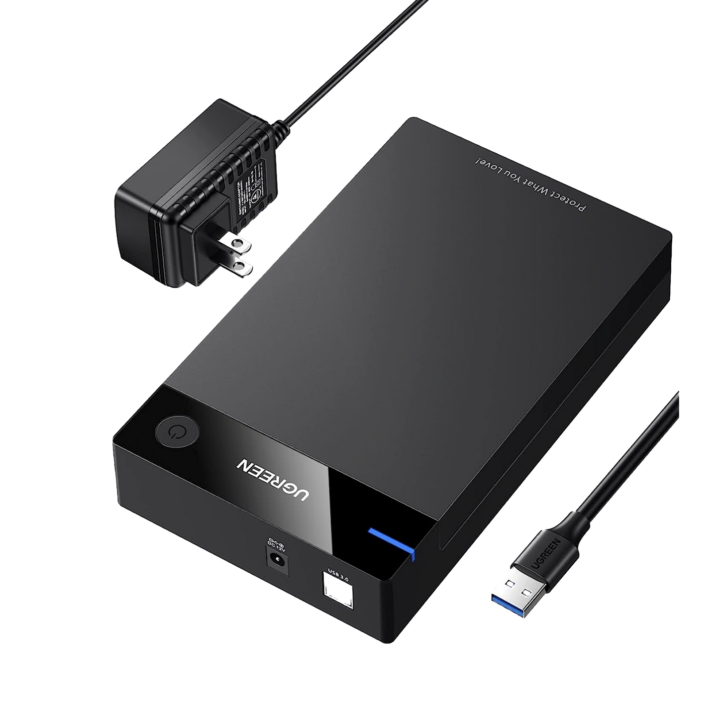 Carcasa Disco Duro 3.5" con Cable USB 3.0 y Adaptador de Corriente 12V 2A Incluido, Caja Disco Duro USB 3.0 con UASP para HDD SSD SATA I/II/III, Hasta 16 TB.