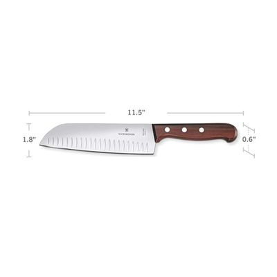 Cuchillo Santoku Wood de 17 cm, filo con alvéolos estilo Japones.