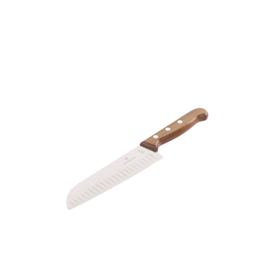 Cuchillo Santoku Wood de 17 cm, filo con alvéolos estilo Japones.