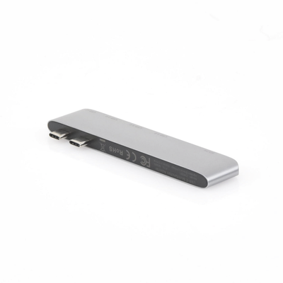 HUB USB-C (Thunderbolt 3) 6 en 2 | 3 Puertos USB3.0 | 1 USB-C (PD 100W) | Transferencia de Video y Datos | Memoria SD+ Micro SD (TF) Uso Simultáneo | Multifuncional para MacBook Pro/Air | Carcasa de Aluminio.