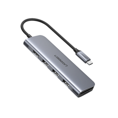 HUB USB-C Multipuertos / HDMI 4K@30Hz  / 3 Puertos USB-A 3.0 / Lector Tarjeta SD+TF (Uso Simultáneo) / 6 en 1 / Carcasa de Aluminio.