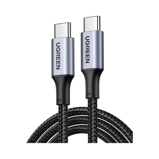 Cable USB-C a USB-C | 1 Metro | Carga Rápida de hasta 100W | Transferencia de datos 480 Mbps | PD3.0 | QC4.0/3.0/2.0 | FPC | AFC | Protección Integrada| Caja de Aluminio | Nylon Trenzado | Amplia Compatibilidad | Color Negro.