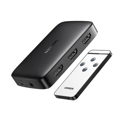 Conmutador HDMI (Switch) 4K@30Hz | 3 Entradas a 1 Salida | 3D | Transmisión Estable | Incluye Control Remoto | Receptor de Infrarrojos | Indicador LED | Chip Inteligente | Incluye Cable Micro USB para Alimentación.