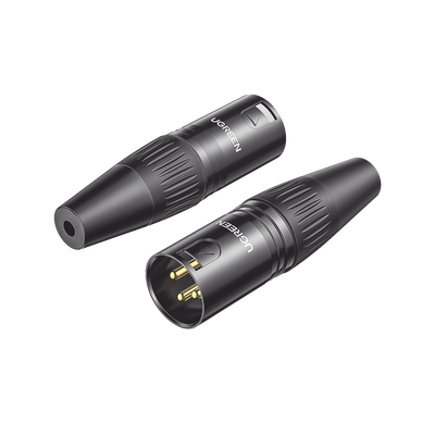 Conector de Audio XLR Tipo Canon Macho / PVC / ABS / Aleación Zinc / Anti Oxidante / Anti Caida / Sin aflojarse / Apertura Ajustable de 6.0 a 7.0 mm / Soldable