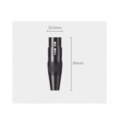 Conector de Audio XLR Tipo Canon Hembra / PVC / ABS / Aleación Zinc / Anti Oxidante / Anti Caida / Sin Aflojarse /Apertura Ajustable de 6.0 a 7.0 mm / Soldable