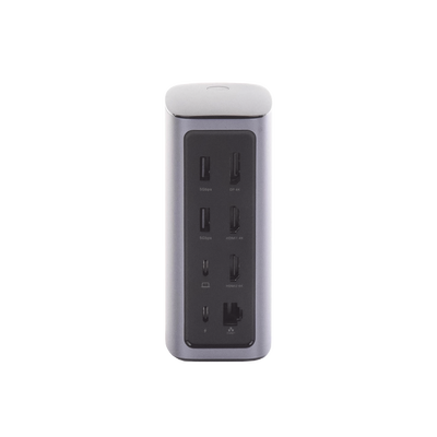 HUB USB-C (Docking Revodok Pro) 12 en 1 | 2 USB-A 3.0 | 1 USB-C PD Carga 100W | 1 USB-A 3.1 | 1 USB-C 3.1 | HDMI 4K | HDMI 8K Ultra HD | Display Port 4K | RJ45 (Gigabit) | Lector Tarjeta SD + Micro SD (TF) | Jack Audio 3.5mm.