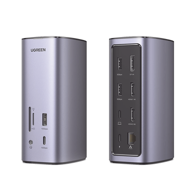 HUB USB-C (Docking Revodok Pro) 12 en 1 | 2 USB-A 3.0 | 1 USB-C PD Carga 100W | 1 USB-A 3.1 | 1 USB-C 3.1 | HDMI 4K | HDMI 8K Ultra HD | Display Port 4K | RJ45 (Gigabit) | Lector Tarjeta SD + Micro SD (TF) | Jack Audio 3.5mm.