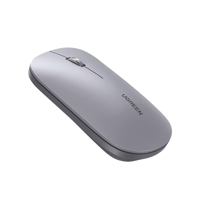 Mouse inalámbrico 2.4 GHz | Ultra Delgado y Silencioso | DPI 1000/1600/2000/4000 (Ajustable) | Alcance 10m | Scroll de Aluminio | Adaptable a diferentes superficies | Diseño suave al tacto | Contiene Receptor USB | Color Gris.