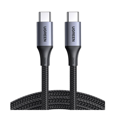 Cable USB-C a USB-C | 2 Metros | Potencia de Carga 240W | 48V/5A | PD3.1 /3.0 | 480 Mbps | Chip E-Market | Carcasa de Aluminio | Nylon Trenzado | 2 años de Garantía