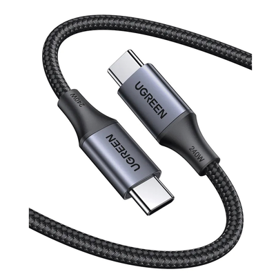 Cable USB-C a USB-C | 2 Metros | Potencia de Carga 240W | 48V/5A | PD3.1 /3.0 | 480 Mbps | Chip E-Market | Carcasa de Aluminio | Nylon Trenzado | 2 años de Garantía