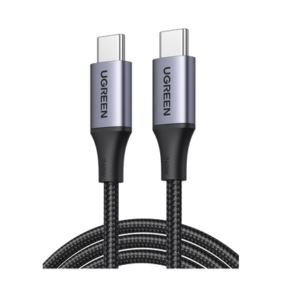 Cable USB-C a USB-C | 2 Metros | Potencia de Carga 240W | 48V/5A | PD3.1 /3.0 | 480 Mbps | Chip E-Market | Carcasa de Aluminio | Nylon Trenzado | 2 años de Garantía