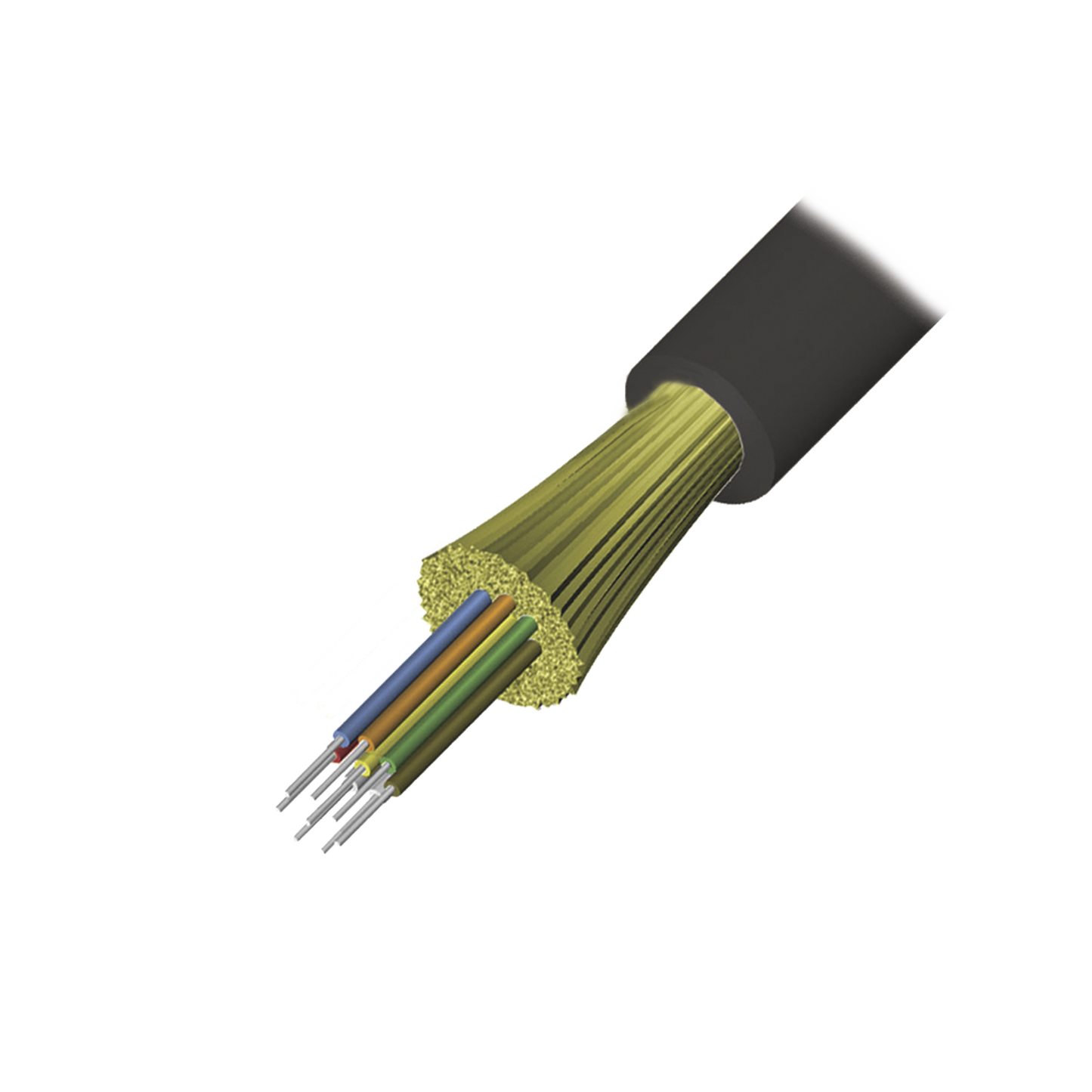 Cable de Fibra Óptica de 4 hilos, Interior/Exterior, Loose Tube, No Conductiva (Dieléctrica), LS0H, Monomodo OS1/OS2 9/125, 1 Metro