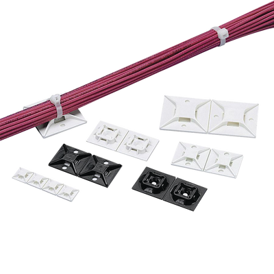 Sujetador Para Cable de 4 Vías, con Adhesivo, 25.4 x 25.4mm (1in x 1in), Color Blanco, Uso en Interior, 1 pieza