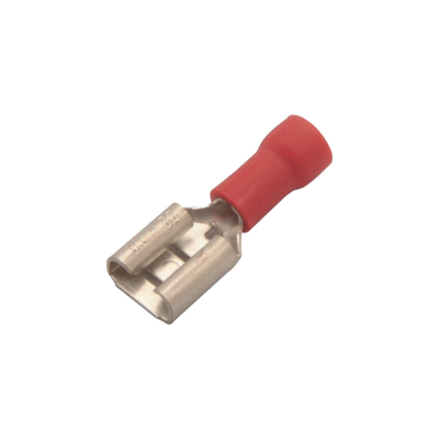 Terminal tipo hembra aislada 0.250 / 22 - 16 AWG / Rojo / Para baterías con teminal F1 / Paquete de 25 piezas.