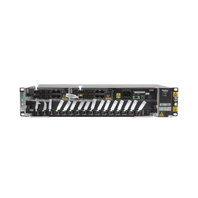 OLT Carrier Class Modular GPON, 2 Ranuras, 1 Tarjeta GPOA de 16 puertos GPON, 1 Fuente de CA, 2 UR, Gestión por UNM2000, CLI