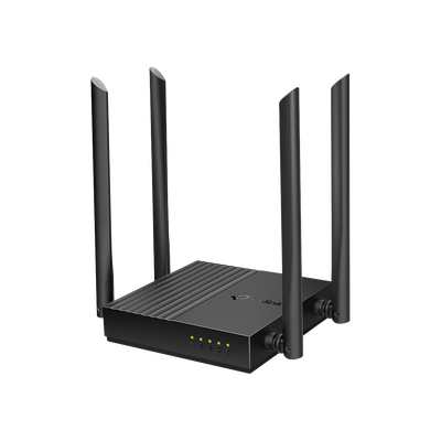 Router inalámbrico AC 1200 doble banda MU-MIMO, 1 puerto WAN 10/100/1000 Mbps Y  4 puertos LAN 10/100/1000 Mbps