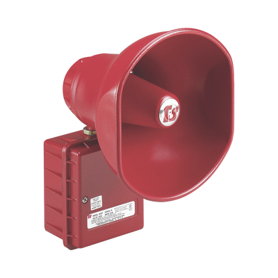 Altavoz amplificado, 30 Watts, Aprobado por CSFM y Listado contra incendios UL, 24 VCD, Color Rojo