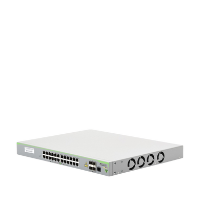 Switch PoE+ Administrable CentreCOM FS980M, Capa 3 de 24 Puertos 10/100 Mbps + 4 puertos SFP, 375 W