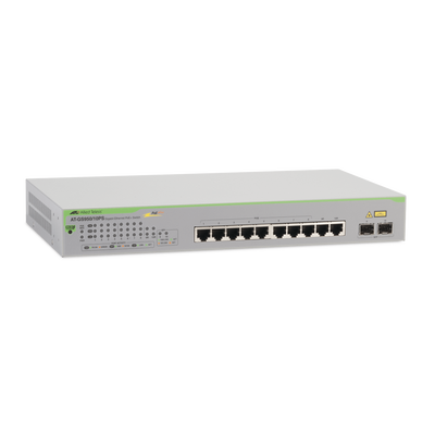 Switch PoE+ Gigabit WebSmart de 10 puertos 10/100/1000 Mbps (2 x Combo) + 2 puertos gigabit SFP (Combo), 75 W