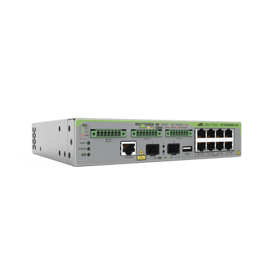 Switch Gigabit L3, 8 puertos 1000T PoE++, 2 puertos 100/1000X SFP, 3 puertos entrada DC