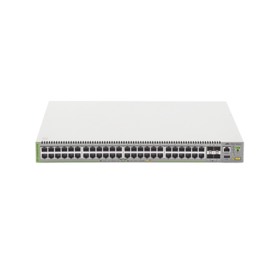 Switch PoE+ Administrable CentreCOM GS980M, Capa 3 de 48 puertos 10/100/1000Mbps + 4 SFP Gigabit, 740 W