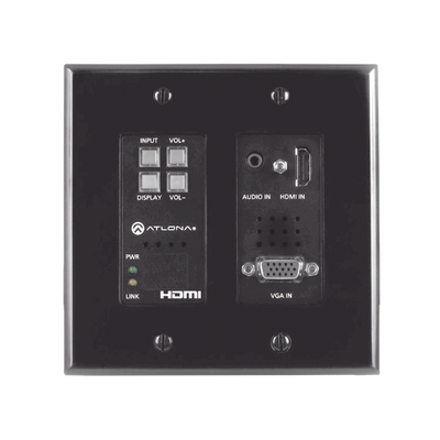 (TX ONLY) TWO-INPUT WALL PLATE SWITCHER FOR HDMI AND VGA SOURCES (BLACK)