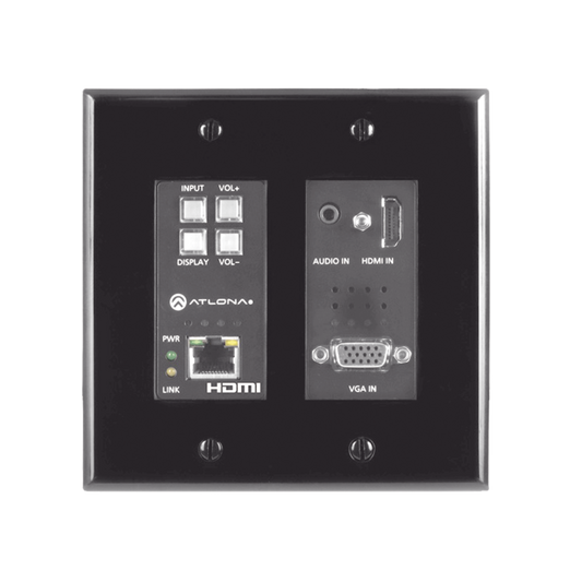 (TX ONLY) TWO-INPUT WALL PLATE SWITCHER FOR HDMI AND VGA SOURCES (BLACK)