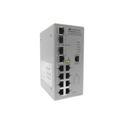 Switch Industrial PoE Administrable de 8 Puertos 10/100 Mbps + 2 Puertos SFP Combo, 120 W