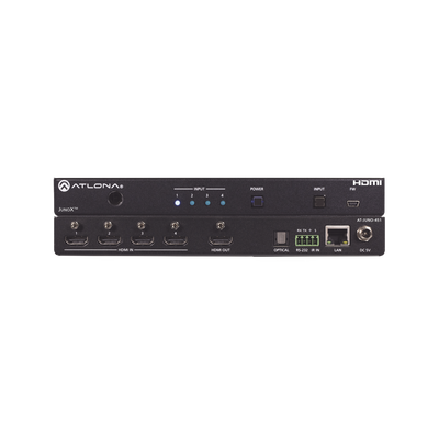 Atlona JunoX™ Switch HDMI 4K UHD HDR 4x1 / Conmutación Automática, Compatible HDCP 2.2, Funciones de Gestión EDID, Canal ARC y Salida TOSLINK.