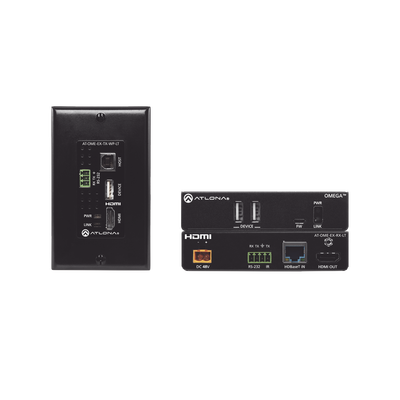 OMEGA 4K/UHD Placa de pared HDBaseT TX/RX para HDMI con USB