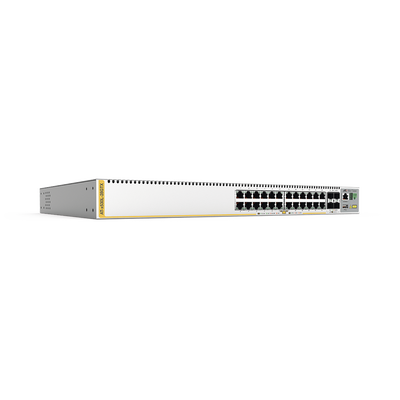 Switch inteligente de distribución o core, Stackeable, Capa 3, 24 x 1000 Mbps + 4 x SFP+ 10 G, Doble fuente de alimentación redundante