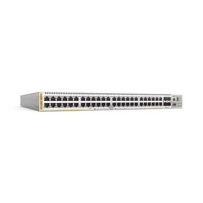 Switch PoE+ Stackeable Capa 3, 48 puertos 10/100/1000 Mbps + 4 puertos SFP+ 10 G, hasta 740 W, fuente redundante