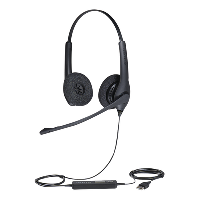 Jabra Biz 1500 Duo, auricular profesional con cancelación de ruido, ideal para contact center con conexión USB (1559-0159)