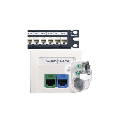 Casete de 125 Etiquetas Adhesivas, para Patch Panel, Face Plate o Cajas Superficiales, Para Identificación 4 Puertos, Color Blanco