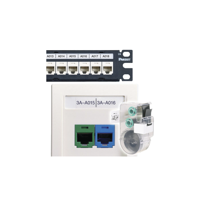 Casete de 75 Etiquetas Sin Adhesivo, para Patch Panel o Face Plate, Para Identificación de 4 Puertos, Color Blanco