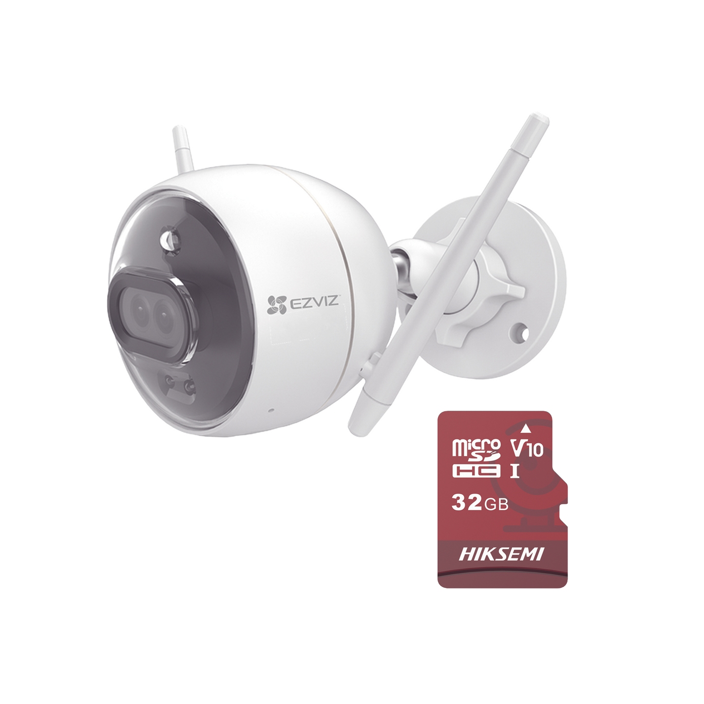 Kit de Camara WiFi y Memoria Micro SD / Incluye 1 Pieza C3X y 1 Memoria MicroSD 32GB / Audio de Dos Vías / Colores en Oscuridad / Detección Humana y de Vehículo